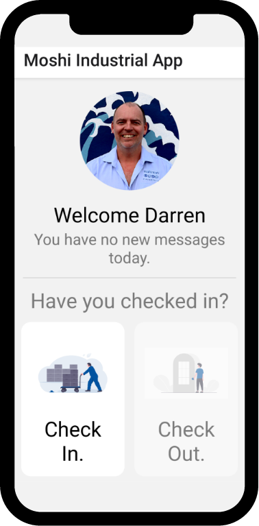 Mobile App Screenshot, displaying the main screen dashboard